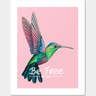 Be Free hummingbird design Posters and Art